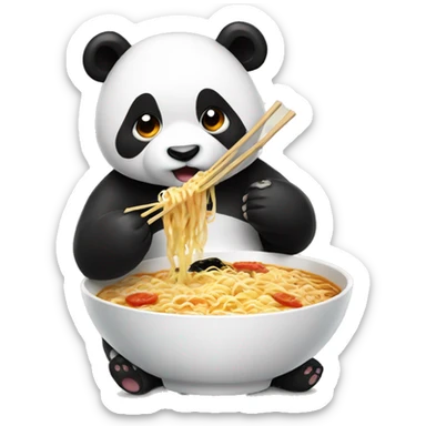 panda eating a bowl of ramen  sticker