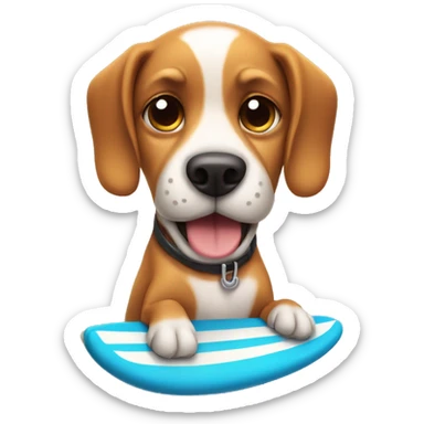 dog on surfboard sticker