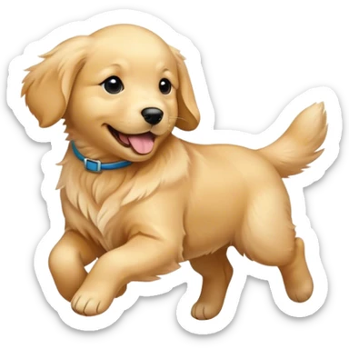 golden retriever puppy running sticker