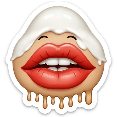 plump lips with white paint dripping off sticker