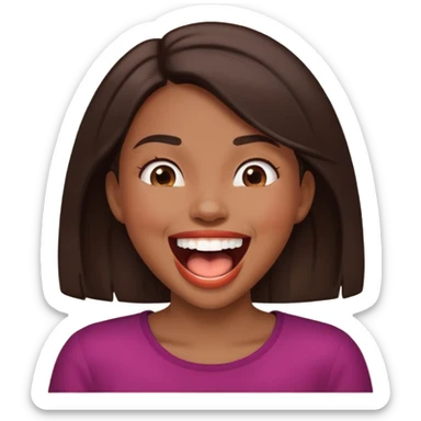 a girl who has dark brown hair and laugh so huge sticker