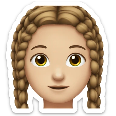White girl green eyes brown hair in two braids sticker