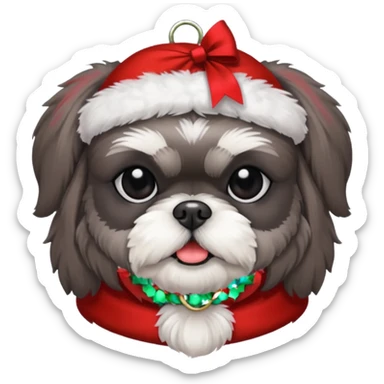 Small all OVER dark grey shih tzu CHRISTMAS sticker