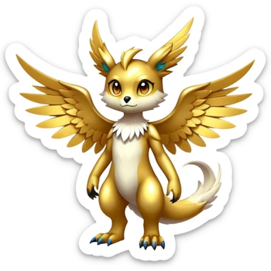 Anthro Sona Cool Edgy Cute Colorful Shy Winged Shiny Fakemon-Fantasy-Creature Full Body sticker