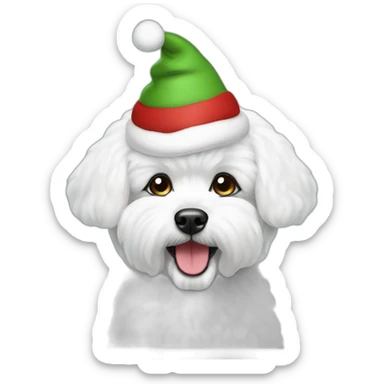 bichon dog-christmas hat sticker