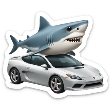 Shark with sunglasses riding a sports car sticker