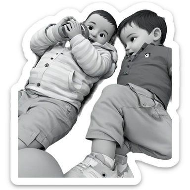 child drinking in greyscale sticker