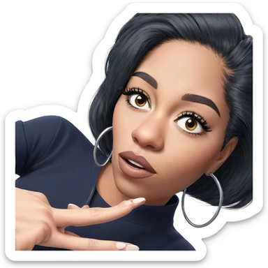 girl with black hair portrait sticker