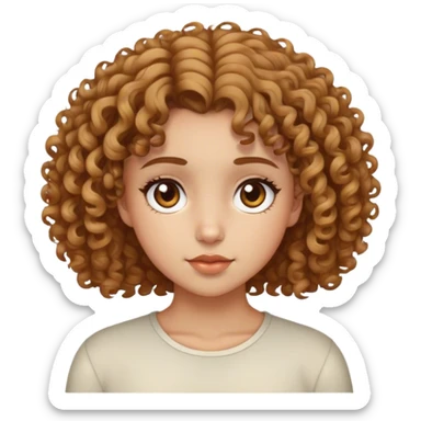 Chica de pelo rizado con ojos marrones y pelo corto  sticker