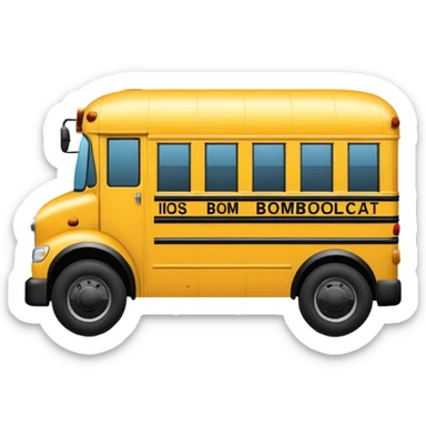 a school bus with bomboclat text in dianogal in front of it sticker