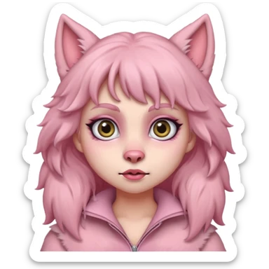 Cute lady soft pink warewolf sticker