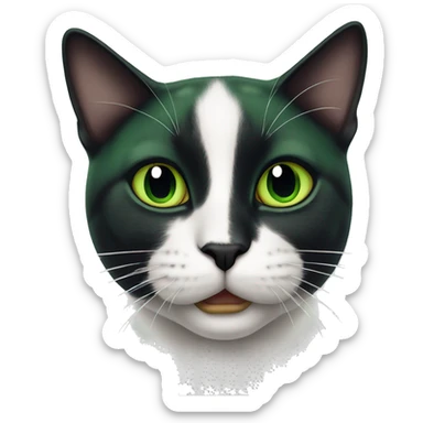 Tuxedo cat with black spot on mouth and green eyes sticker