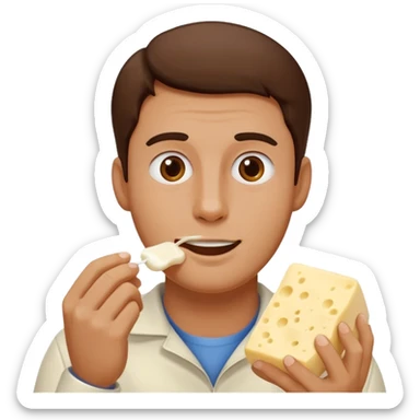 some guy eating 1kg of mozzarella, make it nepalese, more brown, slightly less brown sticker