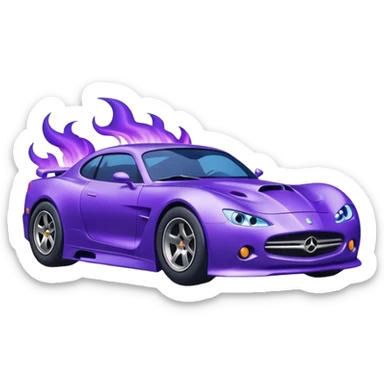 Purple car drifting with navy blue flames coming out of the rear tires. sticker