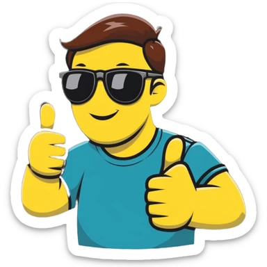 smug guy in sunglasses giving a thumbs up, cartoon sticker sticker