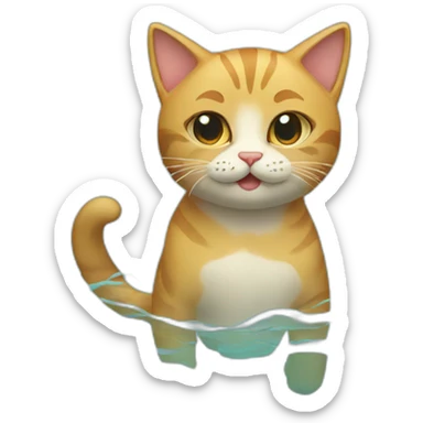 cat who swim sticker