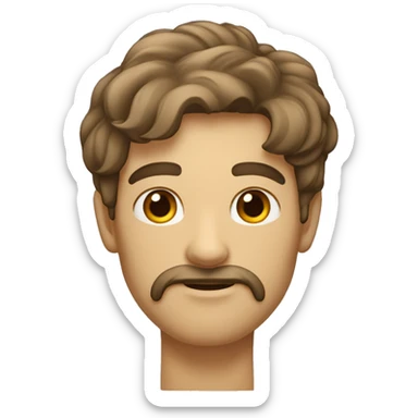 Homme avec un Visage carré cheveux court et brun une barbichette  sticker