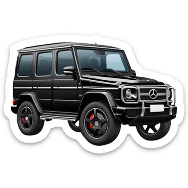 Solid Black G wagon with rims parked catty corner  sticker