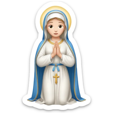 fullbody Virgin Mary praying front view white robes variation 2 sticker