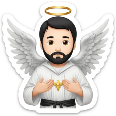  black hair, white bearded man angel sticker