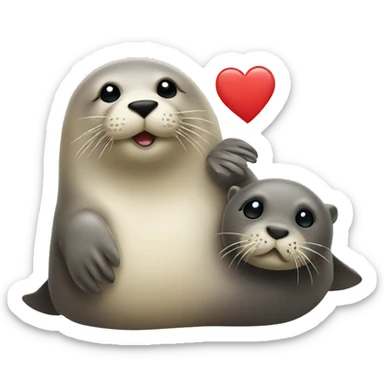 seal and otter with hearts sticker