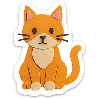 cat sitting with simple background in paper-craft style sticker
