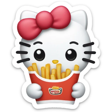 hello kitty holding french fries sticker