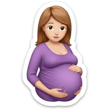 heavily pregnant woman with extremely large overdue belly sticker