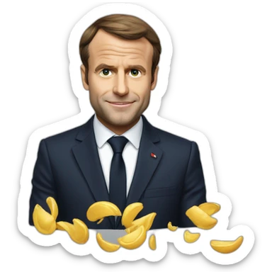 macron qui fait des weeling sticker