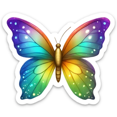 Shiny starry glossy rainbow butterfly sticker