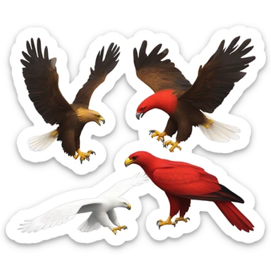 Golden eagle battling a red cardinal sticker