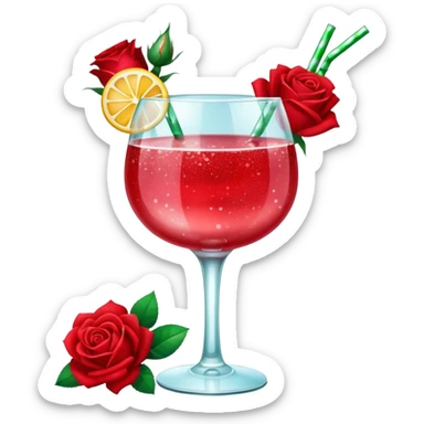 Glittery with roses red mocktail sticker