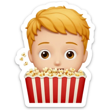 Person with this emoji 👀 for eyes and is eating popcorn 🍿 sticker