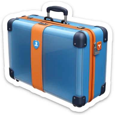 3D render of Suitcase Scan, X-Ray imaging aesthetic, translucent materials showing internal structure, orange and blue airport security style scan of a bag, medical scan style, Apple emoji style, isolated on white background --v 6.0. sticker