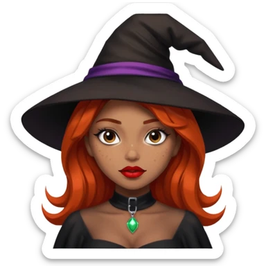 Pretty girl with Light brown skin and freckles dressed as a sexy Witch sticker