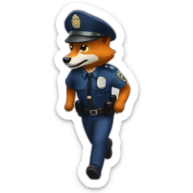Renard courir police sticker