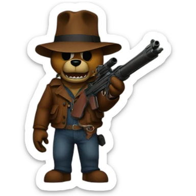freddy fazbear witha gun sticker