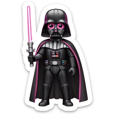 Darth Vader in pink with a lightsaber  sticker