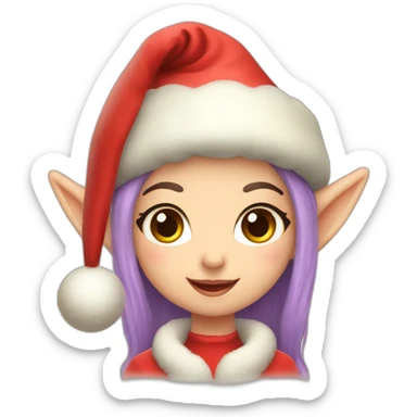 Kawaii Elf delivering Christmas gift sticker