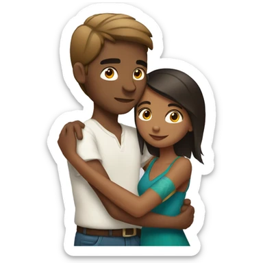 White guy hugging pretty indian girl sticker