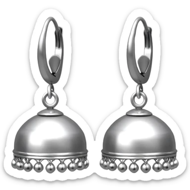 generate an ios genmoji of plain silver jhumkas sticker