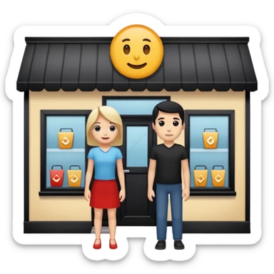 Only two grown characters + shop building sticker