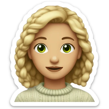 girl in sweater indoors with green eyes  sticker