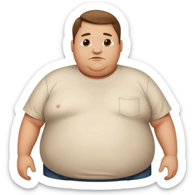 Hombre obeso mórbido con la barriga saliendo de la camisa sticker