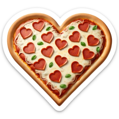 Heart shaped pizza sticker