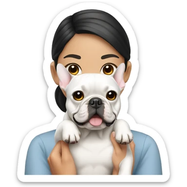asian girl with her french bulldog sticker