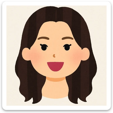 Kendall Jenner's head in Irasutoya style, friendly and cartoonish, simple shapes, soft colors, cheerful expression sticker