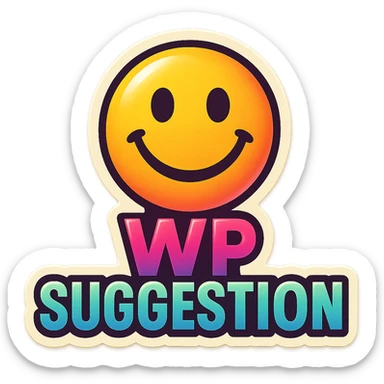 emoji with the text 'WP suggestion' in a retro stickers style, suitable for IT team Slack reactions sticker