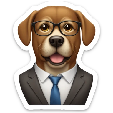 A muscular brown dog in a suit, glasses, and a tie gestured “I don't know.” sticker
