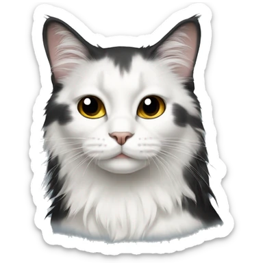 long haired cat half black half white sticker